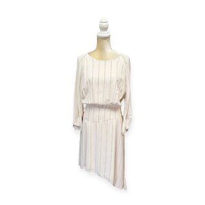 Joie Gabisa Stripe Blouson Dress Size 8 Pink Cream 3/4 Sleeve Knee Length